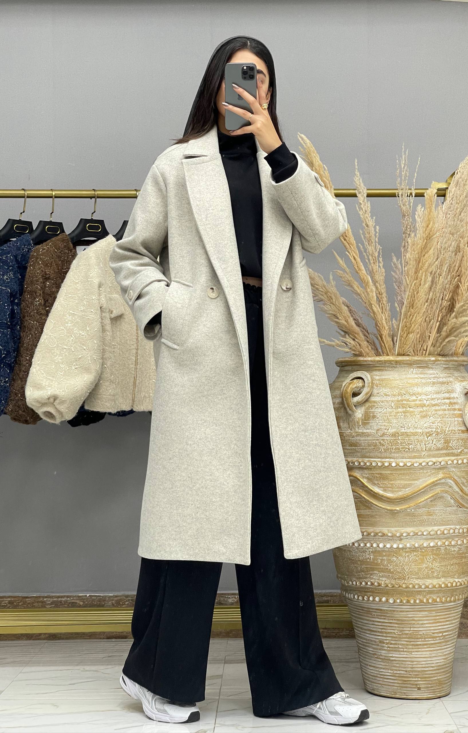 پالتو بلند فوتر جلو باز اورسایز  دخترانه_زنانه