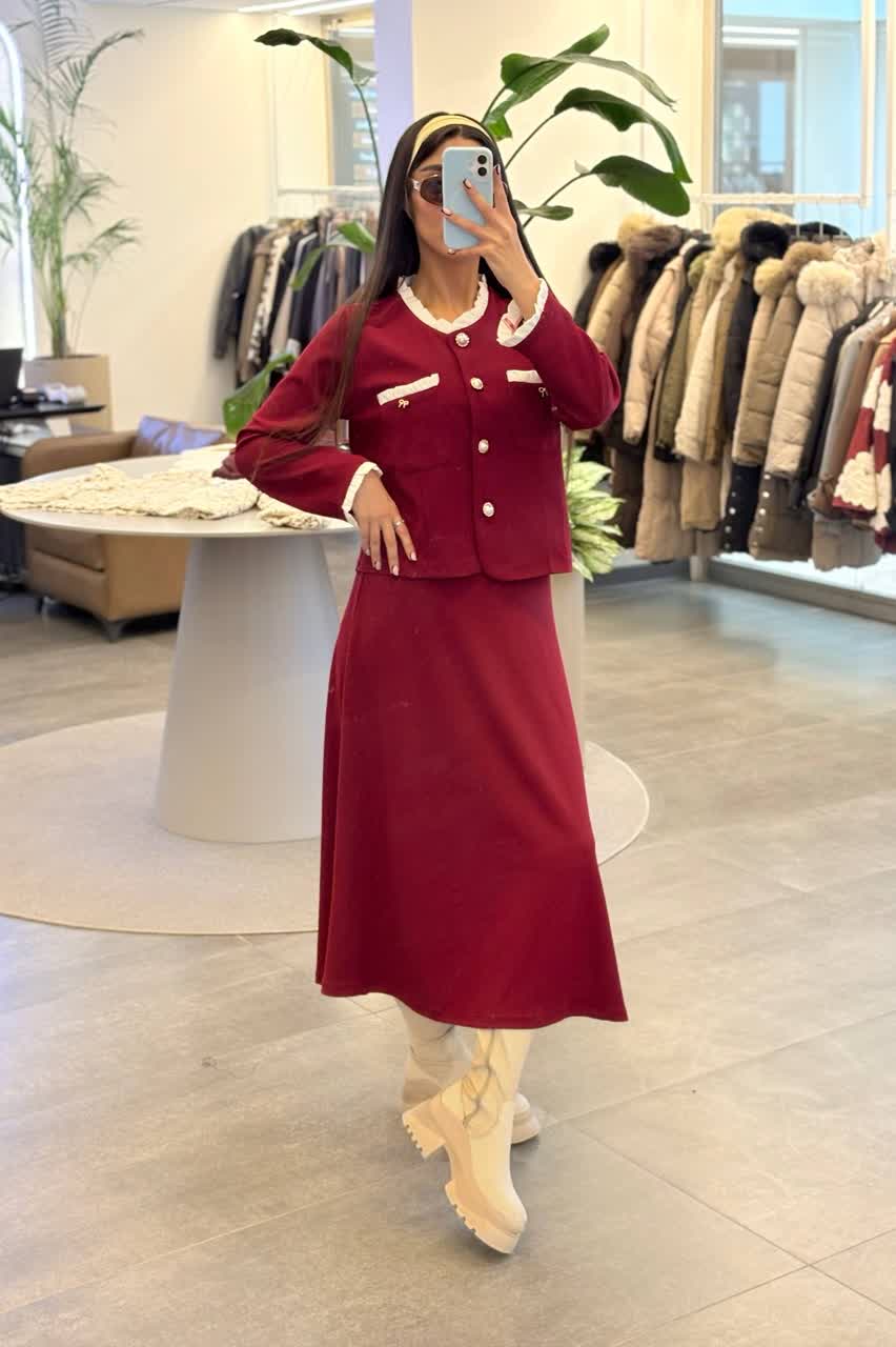 ست کت و دامن پینترستی یلدایی زنانه و دخترانه