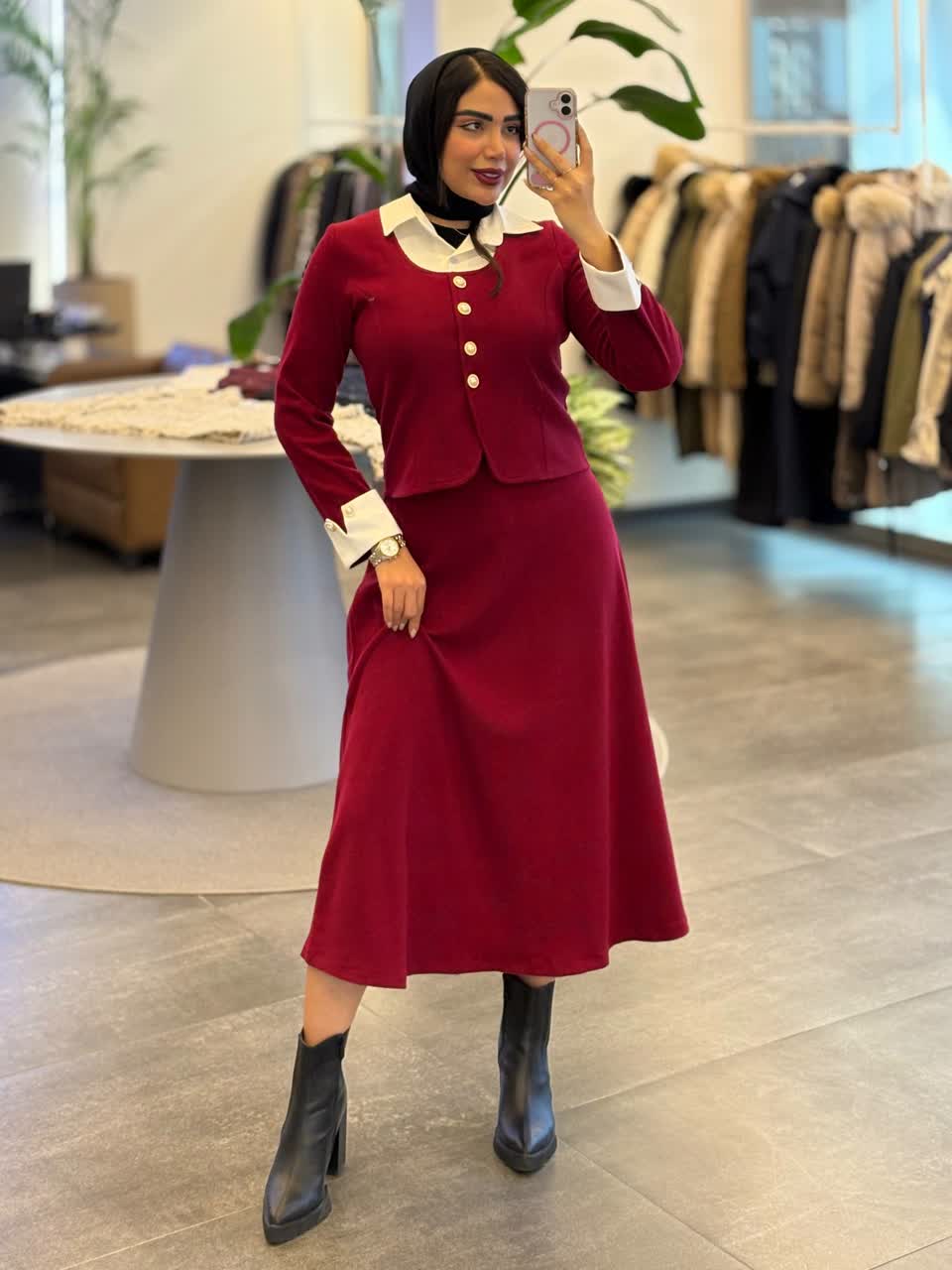 ست کت و دامن یقه سفید یلدایی زنانه دخترانه