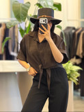 شومیز گره ای قهوه ای