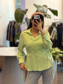 شومیز سیلک خنک کمرحلقه رنگ سبز