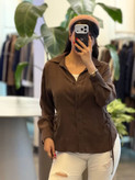 شومیز سیلک کمرحلقه رنگ قهوه ای