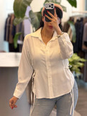 شومیز سیلک کمرحلقه رنگ سفید