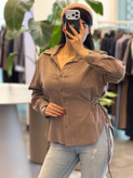 شومیز سیلک کمرحلقه رنگ نسکافه ای