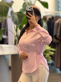 شومیز سیلک کمرحلقه رنگ صورتی