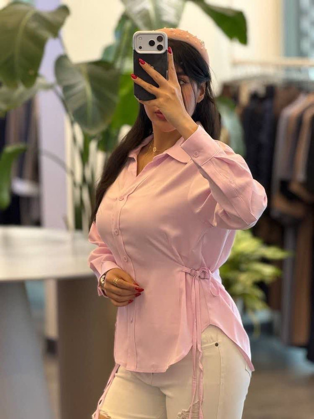 شومیز سیلک کمرحلقه رنگ صورتی