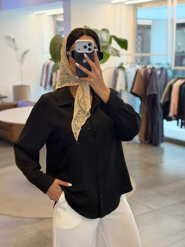 شومیز تابستانه پشت پاپیونی رنگ مشکی