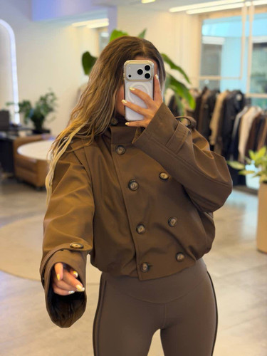 بامبرجکت طرح زارا رنگ قهوه ای