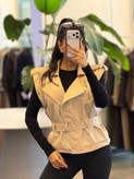 وست زنانه چرم پاییزی رنگ کرم