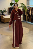 ست مخمل پاییزه زنانه طرح آدیداس رنگ زرشکی